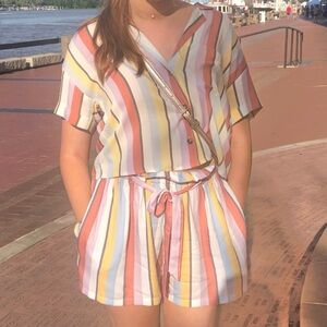 Hollister Multicolor Striped High Waist Shorts